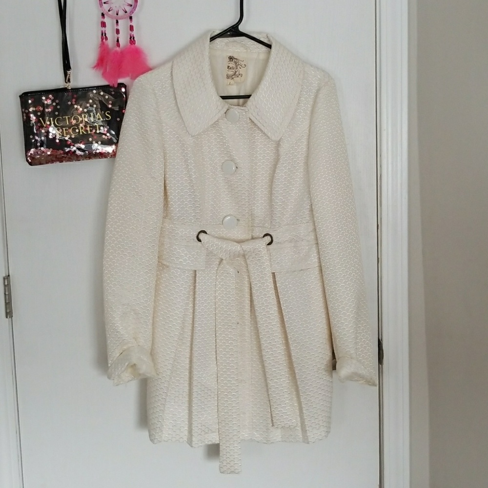 Ivory belted trench coat